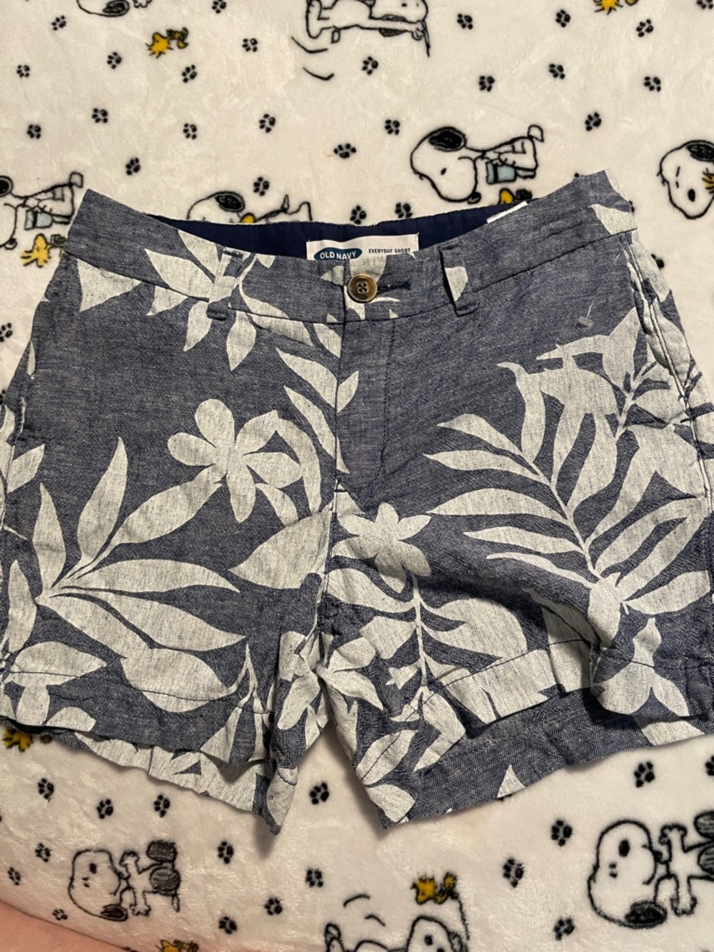 Old Navy Navy and White Tropical Linen-Blend Shorts size 0